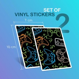Vinyl Rectangle Vertical (Portrait) Stickers (Set of 2) 10cm - Colourful Gamer Controls Gaming for Laptops, Tablets, Luggage, Scrap Booking, Fridges #50576
