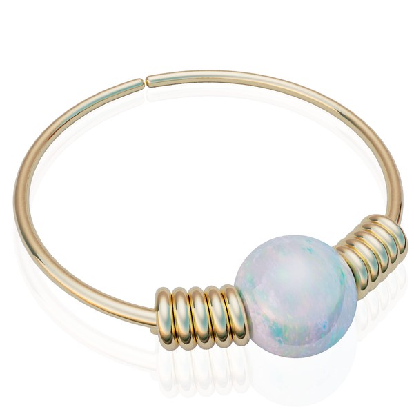 White Opal Nose Ring 24 Gauge - 14K Gold Filled
