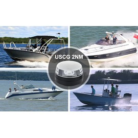 CLGmarine Anchor Lights,Boat Tower Light,Bimini Top LED Waketower All-Round 360 Degree White, USCG Certified 2NM,10-30Volt