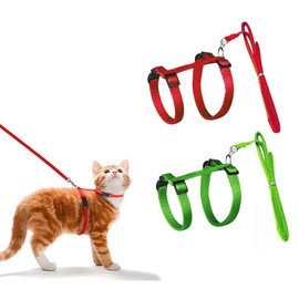 LATRAT Pack of 2 Cat Harness with Lead, Cat Lead Harness, Lightweight, Cat Harness with Lead and Collars, for Cat Rabbits, Puppies, Small