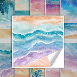 GRAZDesign Fliesenaufkleber Bad & Küche Strand mit zarten Farben Watercolor, Klebefliesen selbstklebend - Nach Maß / 10 Stück