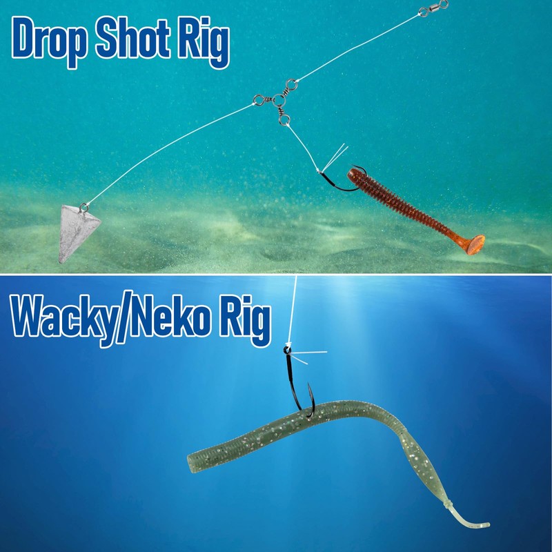 Dr.Fish 30 Pack Weedless Drop Shot Hooks Wide Gap Wacky