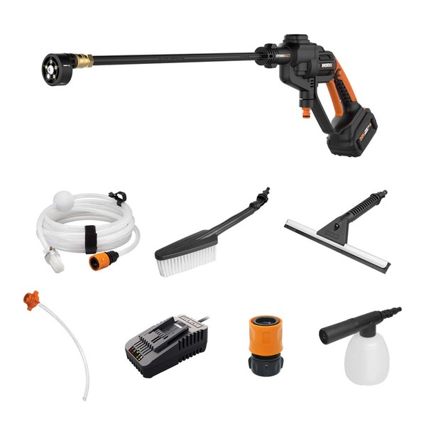WORX Hydroshot 20V Power Share 4.0Ah 320 PSI Cordless Portable Power Cleaner w/Cleaning Accessories - WG620.1 (Battery & Charger Included)