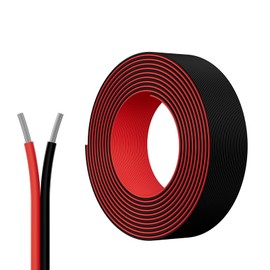 PAUTIX 65.6ft/20M Extension Cable Wire Cord,22AWG 2-pin Wire Cord for Single Color LED Strip Lights,COB/2835 Tape Lights,5V 12V 24V Low Voltage Extension, Black and Red