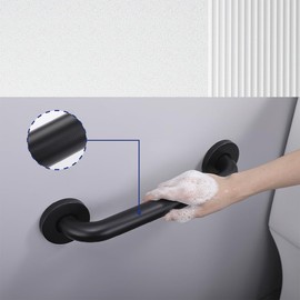 Jakarda 2pack Textured Handicap Grab Bar for Shower, Shower Handles for Elderly, Shower Grab Bars for Seniors with Concealed Screws (Black)