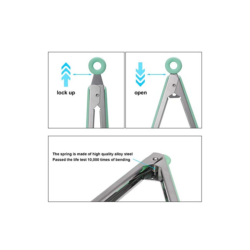 4-in-1 Stainless Steel Kitchen Tongs Set with Silicone Tips