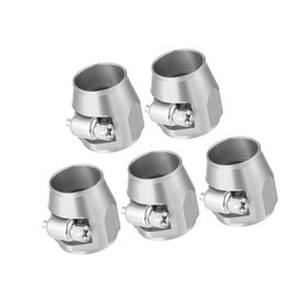 REPAIROCK 5 Pcs AN8 Hex Car Hose Finisher Flexible Rubber Pipe Clamp with Screw Band Adapter Fitting for Oil Fuel Water Tube Silver Tone Auto Replacement Parts