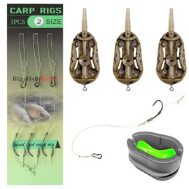 Fyfjur Method Feeder Set, 3-Piece Feeder Accessories with Fishing Hooks (Size 2), Fishing Feeder Basket, Fishing, Method Feeder, Fishing Feeder Set, 40/50/60 g, Carp Accessories