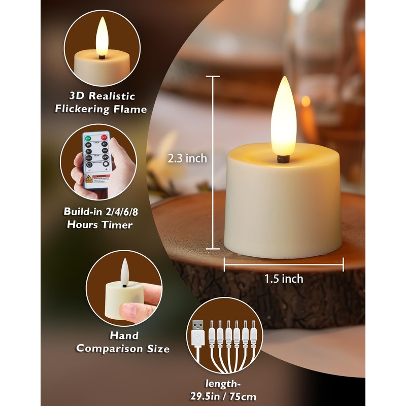 BEICHI Rechargeable Candles, Tea Lights Candles Battery Operated with Remote,