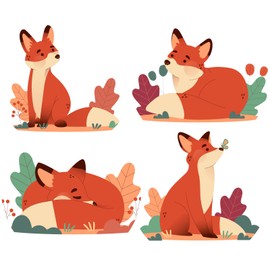 GORGECRAFT Fox Window Stickers Waterproof Animal Plant Window Decals Vinyl Alert Film Bathroom Kitchen Sliding Door Glass Anti-Collision Clings for Prevent Stop Birds Dogs Pets Strikes Home Decor