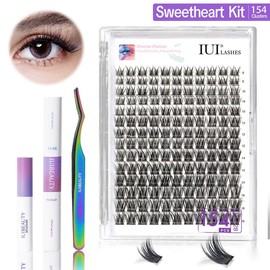 IUI Beauty-super huge amount 154pcs Sweetheart Kit. 0.05mm ultra-thin band,durable and soft individual waterproof lash extensions.Free tool kit with purchase,long-lasting bond and seal,remover,tweezers for perfect eye makeup for beginners.