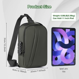 Geestock Men's Crossbody Sling Bag with Anti-Theft Password Lock, Waterproof Sling Backpack with USB Charging Port, PU Leather Chest Bag Casual Shoulder Bag (Green)