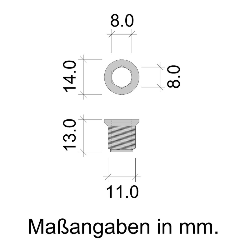 Professional screw-in sockets, screw-in nut.
