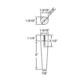 Architectural Products by Outwater 6 in. x 1-9/16 in. Mid-Century Unfinished Hardwood Round Taper Leg (4-Pack)