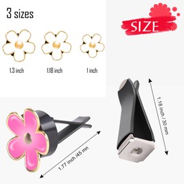 6-Pack Daisy Flower Car Air Vent Clips - Decorative & Fragrant Auto Accessories Lavender Car Decorations Air Conditioning Outlet Clip - Black White
