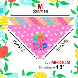 Easter Dog Bandanas 2 Pack, Hip Hop Egg Hunt Dasiy Paws Dog Scarfs for Boy and Girl, Pet Scarves for Easter Day Holiday Neckerchief Bulk for Medium Small Dogs