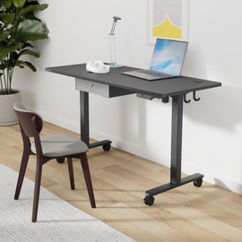 BANTI Electric Standing Desk with Drawer, Adjustable Height Sit Stand Up Desk, Home Office Desk Computer Workstation, 55x24 Inches, Black