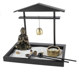 lachineuse Zen Garden, Dominant Black, White and Gold, 28 x 28 x 10 cm