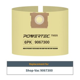 POWERTEC Shop Vacuum Bags 6 Pack for Shop Vac 90673 15-25 Gallon Vacuum Bag, Replacement Filter Bags for Shop Vac Type J 9067300 Wet/Dry Vac Dust Collection Bags, Shop Vacuum Accessories for Shop Vac