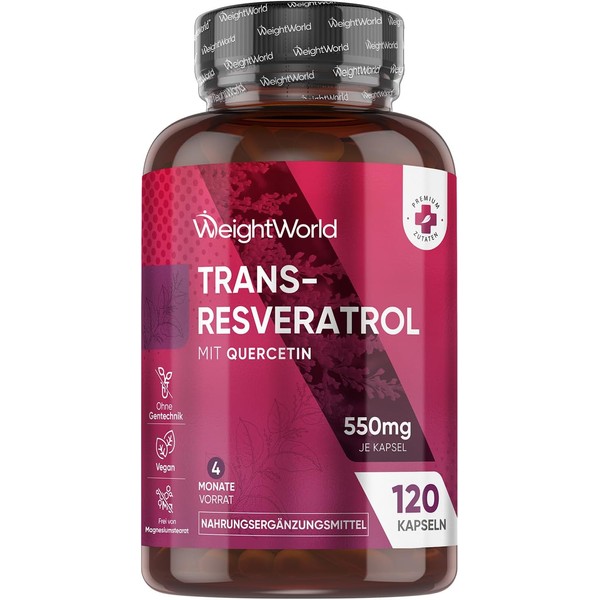 Resveratrol Capsules - 500 mg Trans-Resveratrol with 50 mg Quercetin