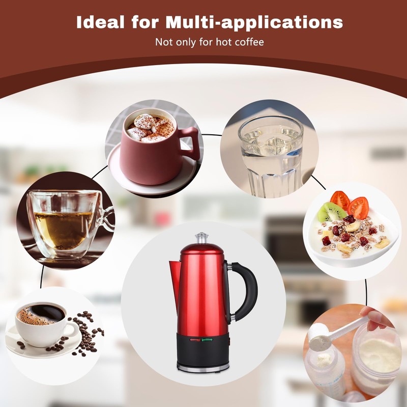 WerkWeit Electric Coffee Percolator 12 Cup Stainless Steel Percolator Coffee