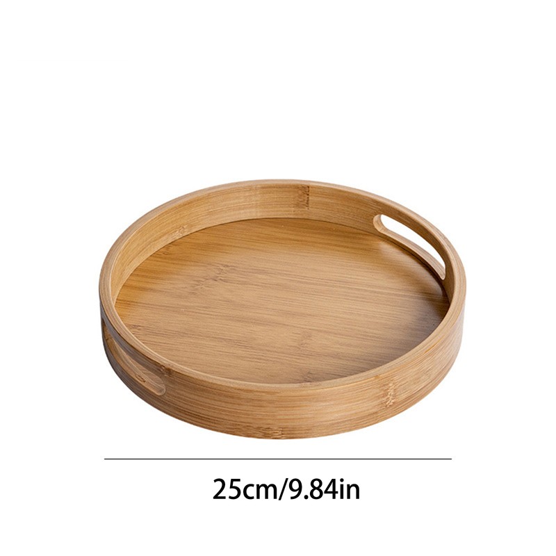 Serving Tray Bamboo Wood Color Round Tray For Water Tea