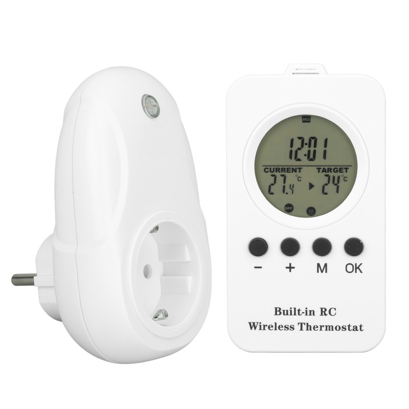 Wireless Plug in Thermostat LCD Remote Control Digital Display Temperature