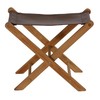 Bare Decor Davie Teak and Leather Folding Accent Stool, 18",