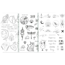Tatsy Peel Off Tattoo Set | 3 in 1 Set: Simple, Natural, Hippie | Funny Party Tattoos | Peel Off Tattoo | Body Art for Men and Women | Total 69 Unique Tattoos