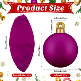 Jetec 4 Pcs 32 Inch Giant Christmas PVC Inflatable Decorated Ball Inflatable Christmas Ornaments Ball Large Outdoor Blow up Xmas Tree Ornaments for Xmas Porch Lawn Yard(Purple)