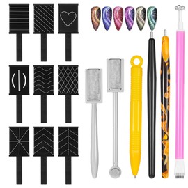 TIESOME 15 Stück Nail Art Werkzeug Magnetstift Set, DIY 3D Cat Eye Magnet Stick für Cat Eye Gel Pulver oder Nagellack Magnetische Stift für Katzenaugen Magische Effekt für Maniküre und Pediküre