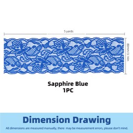 Glarks 1Rolls 4.57m x 80mm Fabric Lace Ribbon, Royal Blue Floral Pattern Fabric Lace Ribbon, Elastic Stretchy Lace Fabric for Wedding Decorating, Sewing, Hair Bow Making