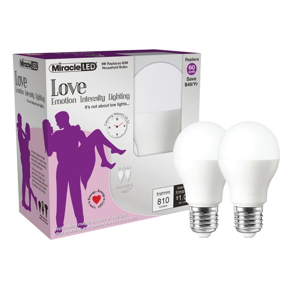 Miracle LED Nature’s Vibe Love Emotion Intensity Lighting LED Light Bulb (606904), 2-Pack