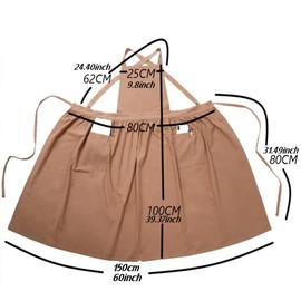 ACHSOO Cotton Solid Color Pinafore with Pockets Cross Back Straps Casual Bib Aprons Cooking Gardening Coffee Shop (Black)