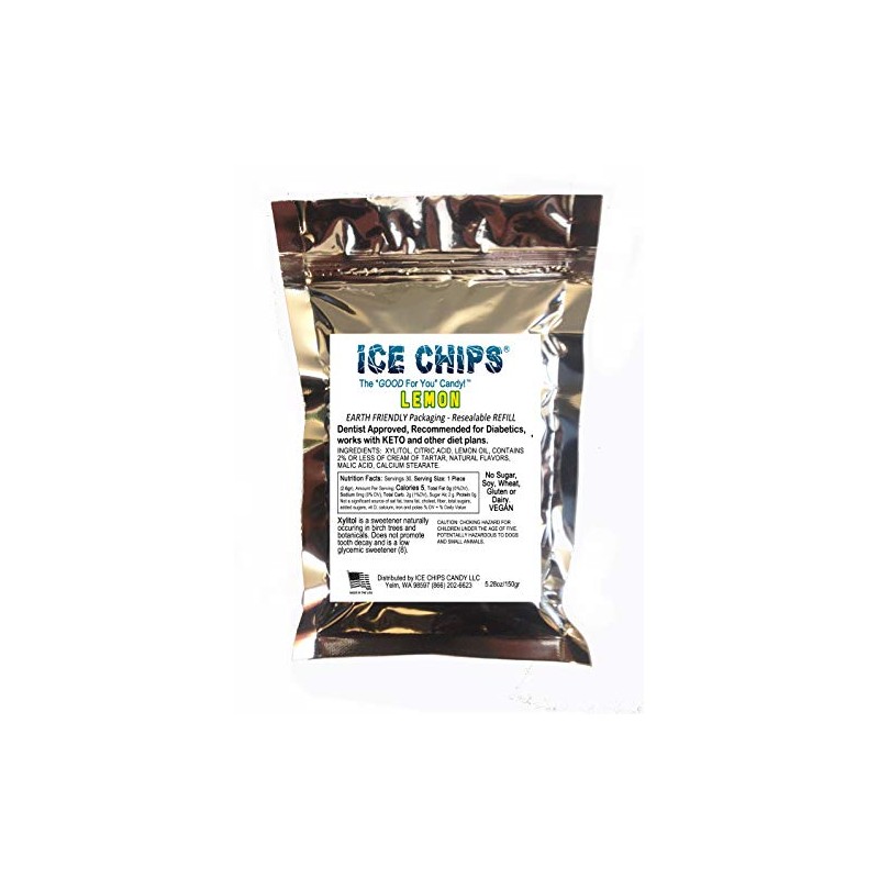 ICE CHIPS Xylitol Candy in Large 5.28 oz Resealable Pouch;