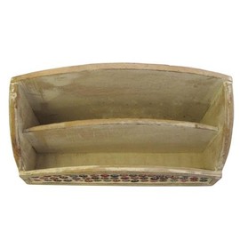 Mosaic Button Letter Rack 25cm x 16cm Handmade Limewash Mango Wood