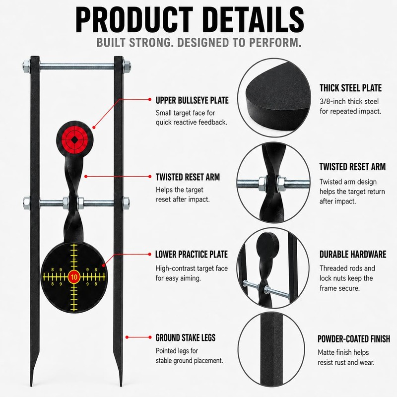 3/8 Inch Thick Carbon Steel Spinner Shooting Target Self Resetting