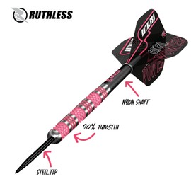 RUTHLESS RX Girl Power Darts Set | 90% Tungsten Steel Tip | Knurled Pink, Standard, 28g (D6107)