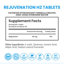 DRINK HRW Rejuvenation Molecular Hydrogen Water Tablets: 12 ppm H2 - Hydrogen & Magnesium Supplement, Supports Energy Production, Recovery, Cognitive Function (Unflavored 60ct)