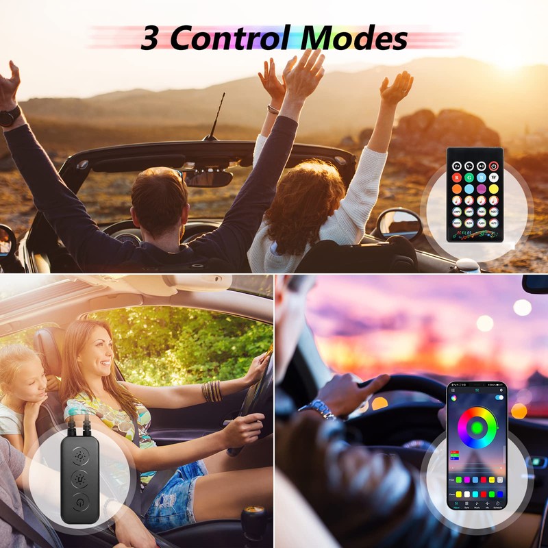 Bluetooth Ambient Lighting for Cars, Tasmor RGB, LED Interior Lighting