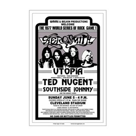 Raw Sugar Art Studio Aerosmith/Todd Rundgren/Ted Nugent 1977 Cleveland Concert Poster