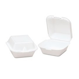 Genpak Snap-It Foam Hinged Sandwich Container, 5-4/5x5-2/3x3-1/8, White, 125/Bag