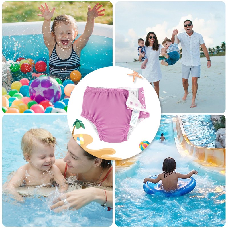 HECCEI Reusable Swim Nappy for Babies, Skin-Friendly with Adjustable Waistband,