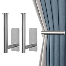 Curtain Hooks Holder Holdbacks Tiebacks Ties for Drapes Wall, 2 Pcs Silver