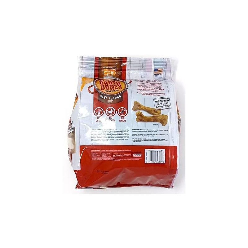 (ONLY GreenFoods) All-Natural Beef Broth Bones Dog Chew Treats. 60