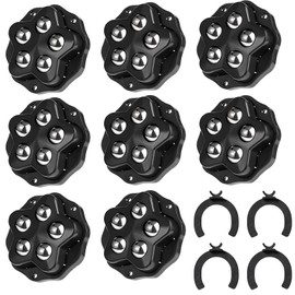 8Pcs Self Adhesive Caster Wheels Stainless Steel 360° Swivel Low Profile Rollers with Brake Pads,for Furniture, Kitchen, Storage Bins & Mop Bucket (Black-8pcs)