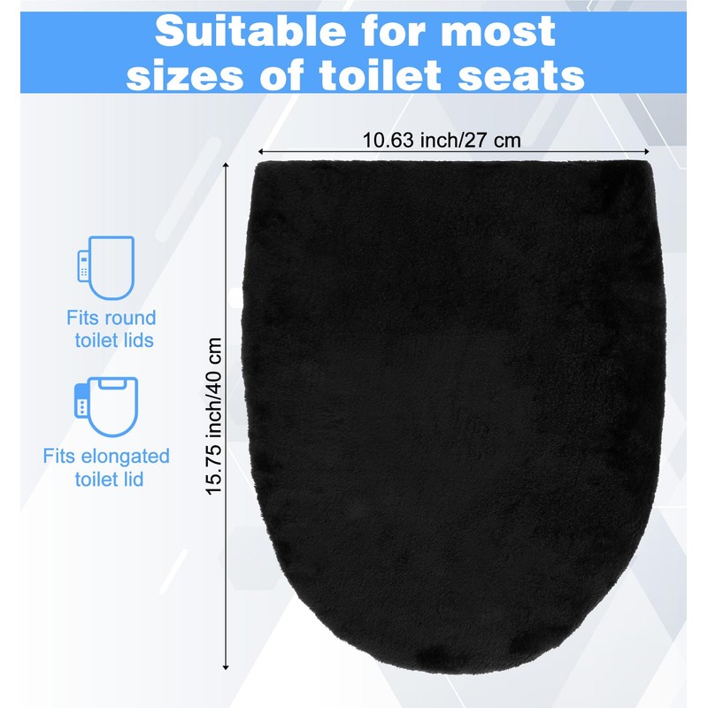 FRCTLNKG 1 Pc Black Toilet Cover, Soft Velvet Polyester Black
