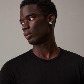 RepaTime Silver Square Stud Earrings for Men with Full Cubic Zirconia Hypoallergenic Earrings Studs for Sensitive Ears Trendy Mens Hiphop Stud Jewelry