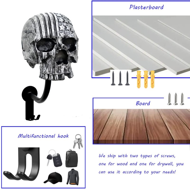 Tooyuart Helmet Holder,Skull Helmet Holder Wall Mount Helmet Rack with