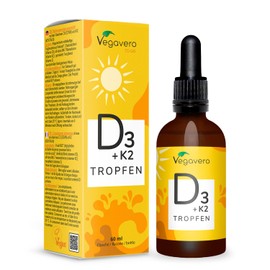 Vitamin D3 K2 Drops | 100% Vegan | High Quality K2VITAL® & Vitamin D3V® | 2,000 IU Vitamin D3 + 25 µg Vitamin K2 All-Trans | Laboratory Tested & Without Preservatives | Vegavero®